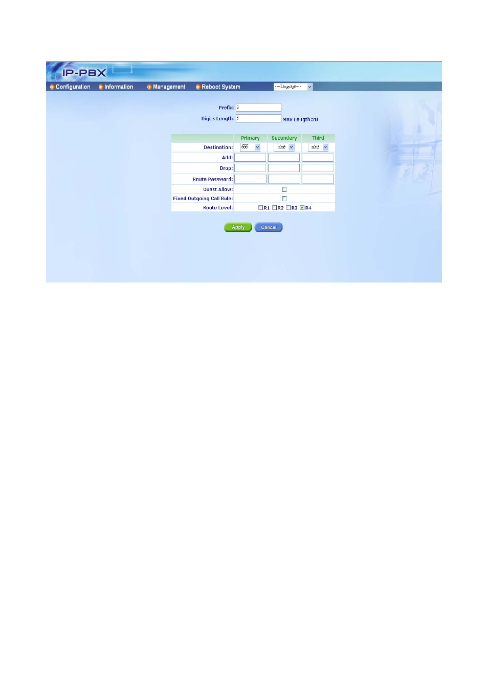 Step 2: in branch, set the routing table as below | Welltech ePBX-100A-128 User Manual | Page 118 / 124
