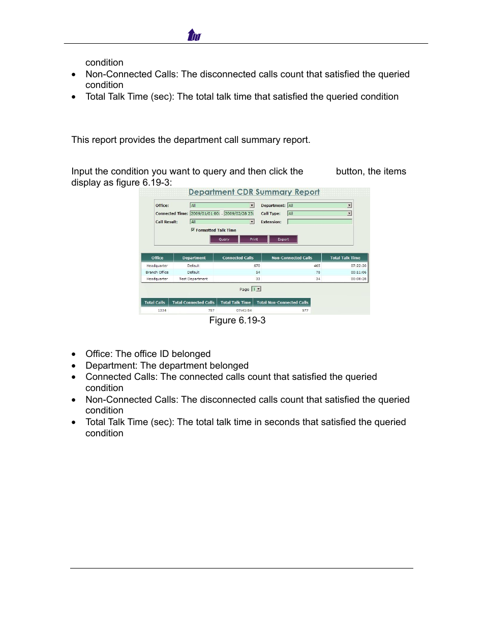 Department summary, Chapter 7 call flow editor | Welltech SIPPBX 6200 V.3.1.0 User Manual | Page 111 / 225