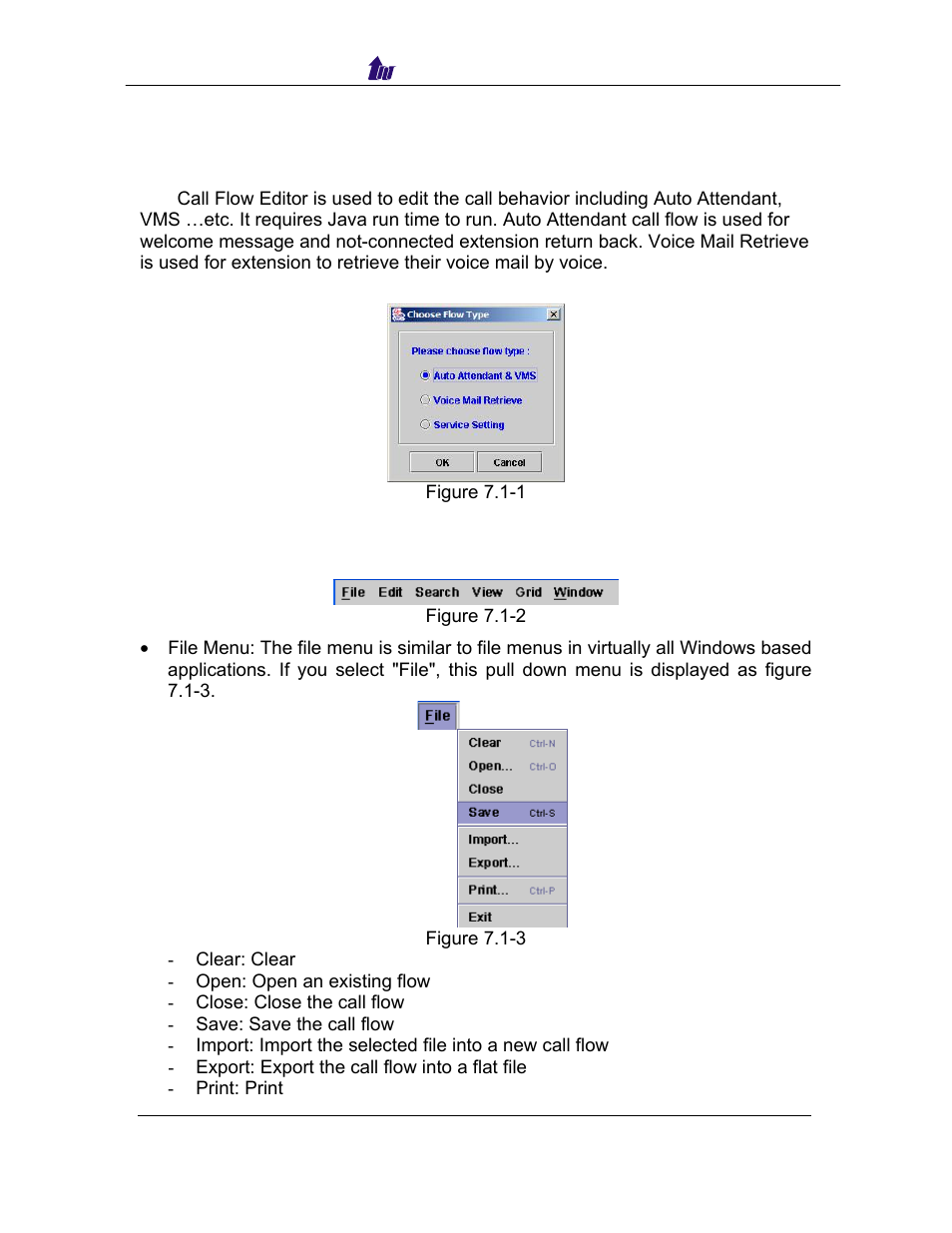 Chapter 7 call flow editor, Call flow menus and tools, Enus and | Ools | Welltech SIPPBX 6200 V.3.1.0 User Manual | Page 112 / 225