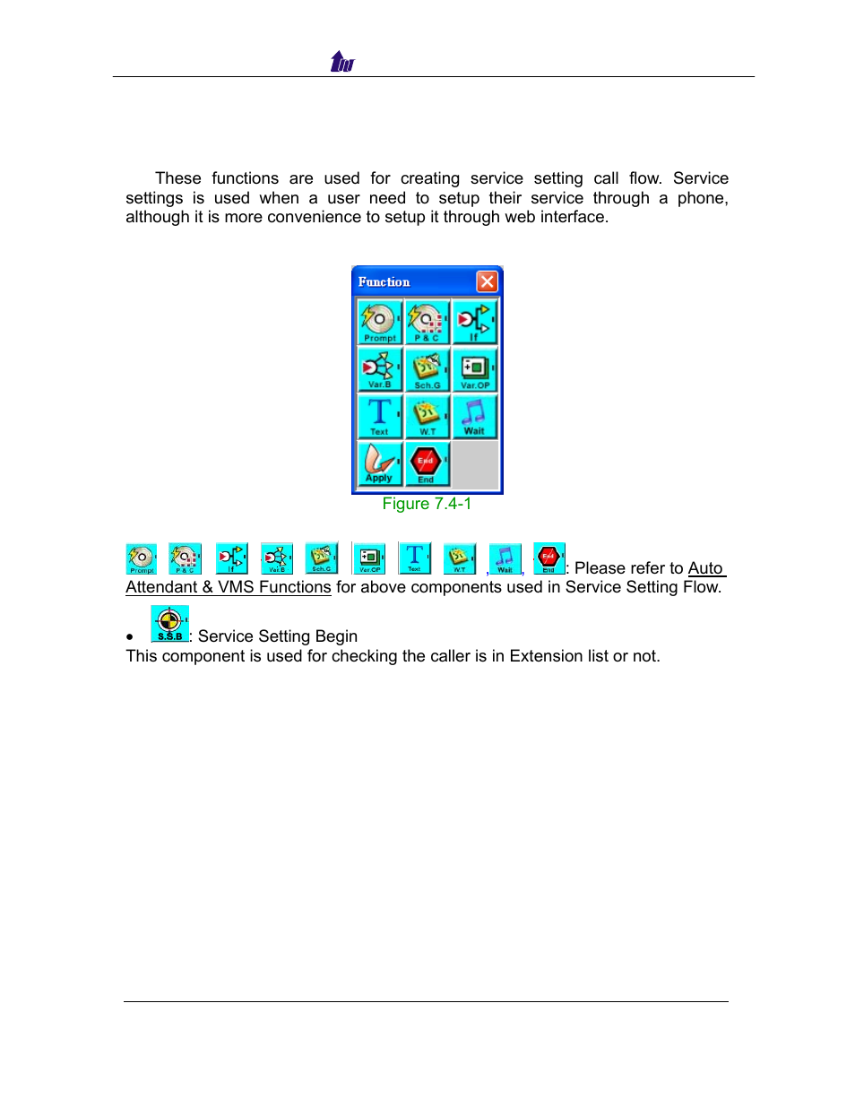 Service setting functions, Ervice, Etting | Unctions | Welltech SIPPBX 6200 V.3.1.0 User Manual | Page 136 / 225