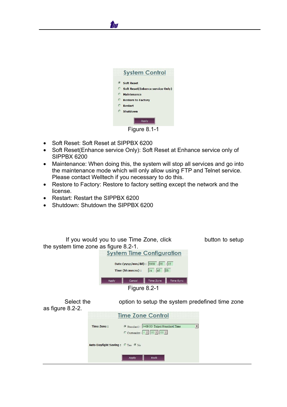 System, System time, Chapter 8 system control | Ystem | Welltech SIPPBX 6200 V.3.1.0 User Manual | Page 148 / 225