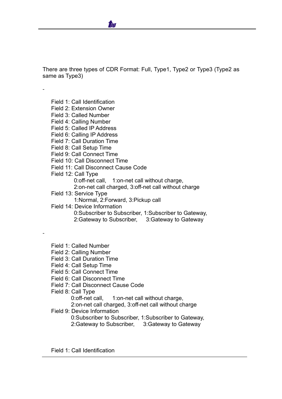 Appendix 1 cdr format | Welltech SIPPBX 6200 V.3.1.0 User Manual | Page 177 / 225