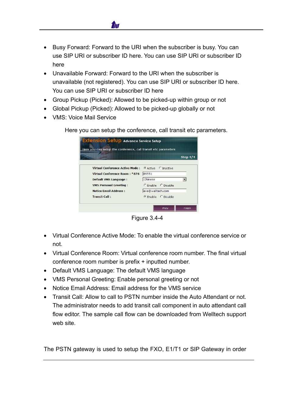 Pstn gateway setup wizard, Pstn, Ateway | Etup, Izard | Welltech SIPPBX 6200 V.3.1.0 User Manual | Page 31 / 225