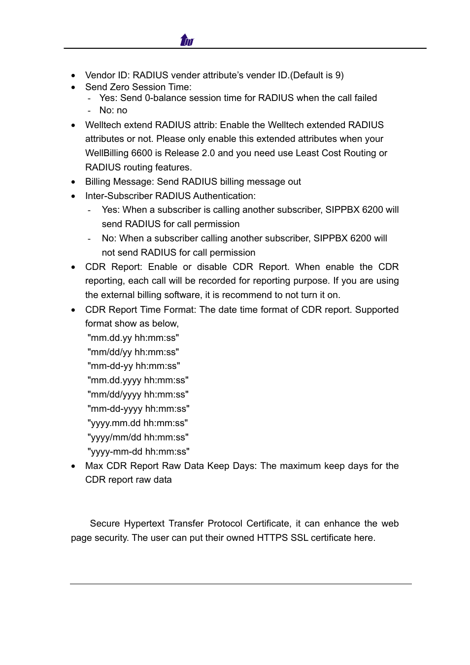 Https certificate, Https, Ertificate | Welltech SIPPBX 6200 V.3.1.0 User Manual | Page 49 / 225