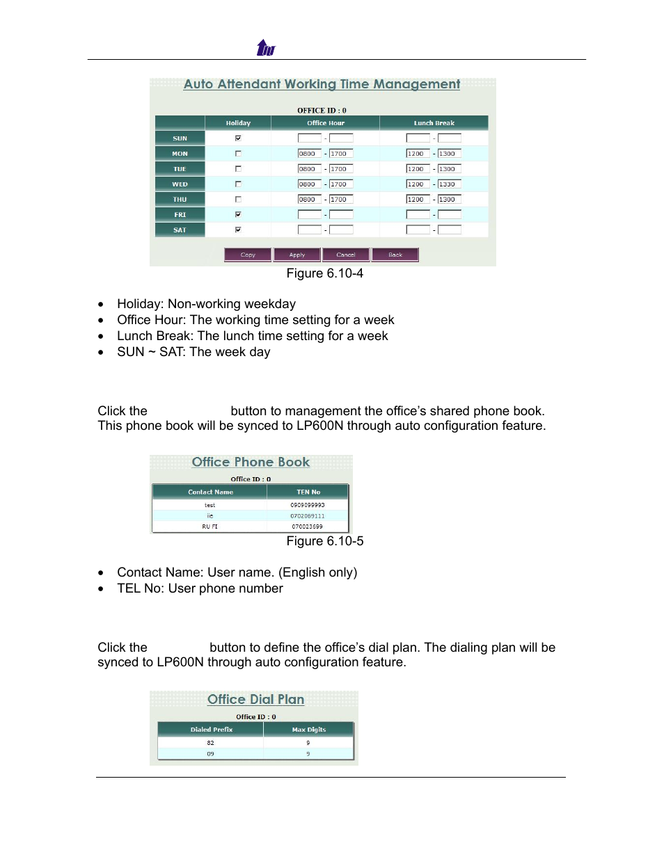 Phone book (office shared phone book), Dial plan | Welltech SIPPBX 6200 V.3.1.0 User Manual | Page 86 / 225