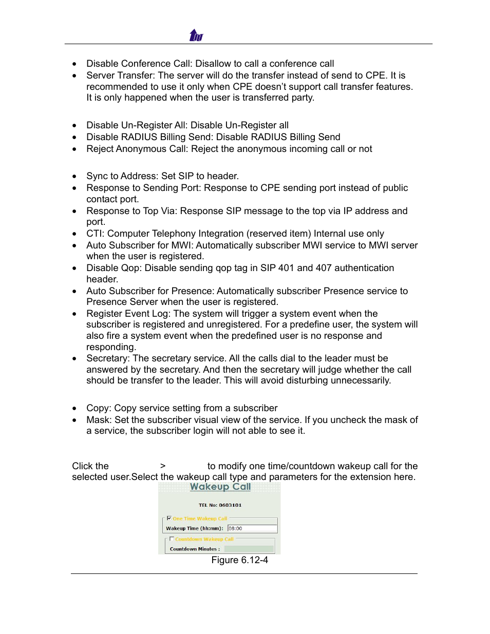 Wakeup | Welltech SIPPBX 6200 V.3.1.0 User Manual | Page 94 / 225