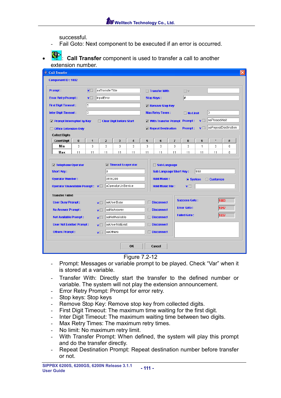 Welltech SIPPBX 6200 V.3.1.1 User Manual | Page 111 / 214