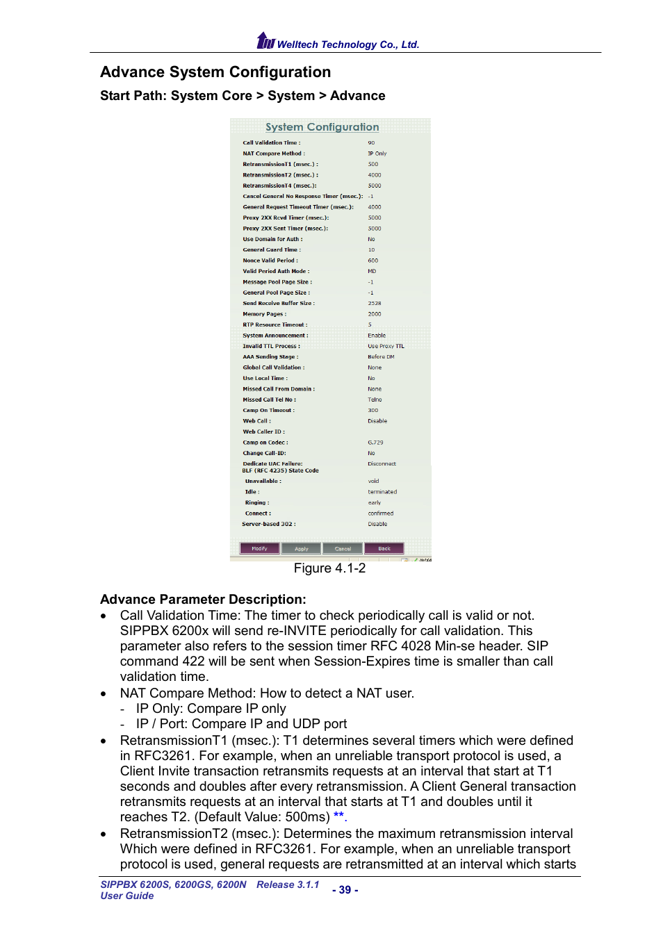 Advance system configuration | Welltech SIPPBX 6200 V.3.1.1 User Manual | Page 39 / 214