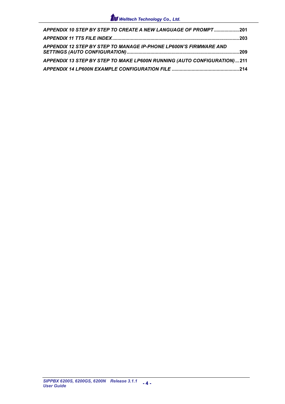 Welltech SIPPBX 6200 V.3.1.1 User Manual | Page 4 / 214
