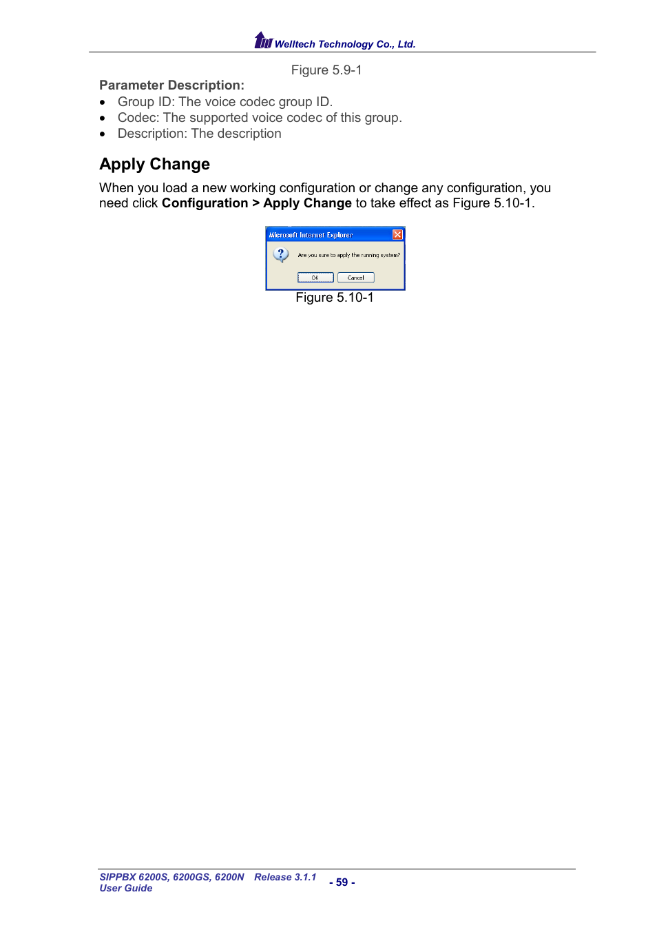 Apply change, Pply, Hange | Welltech SIPPBX 6200 V.3.1.1 User Manual | Page 59 / 214