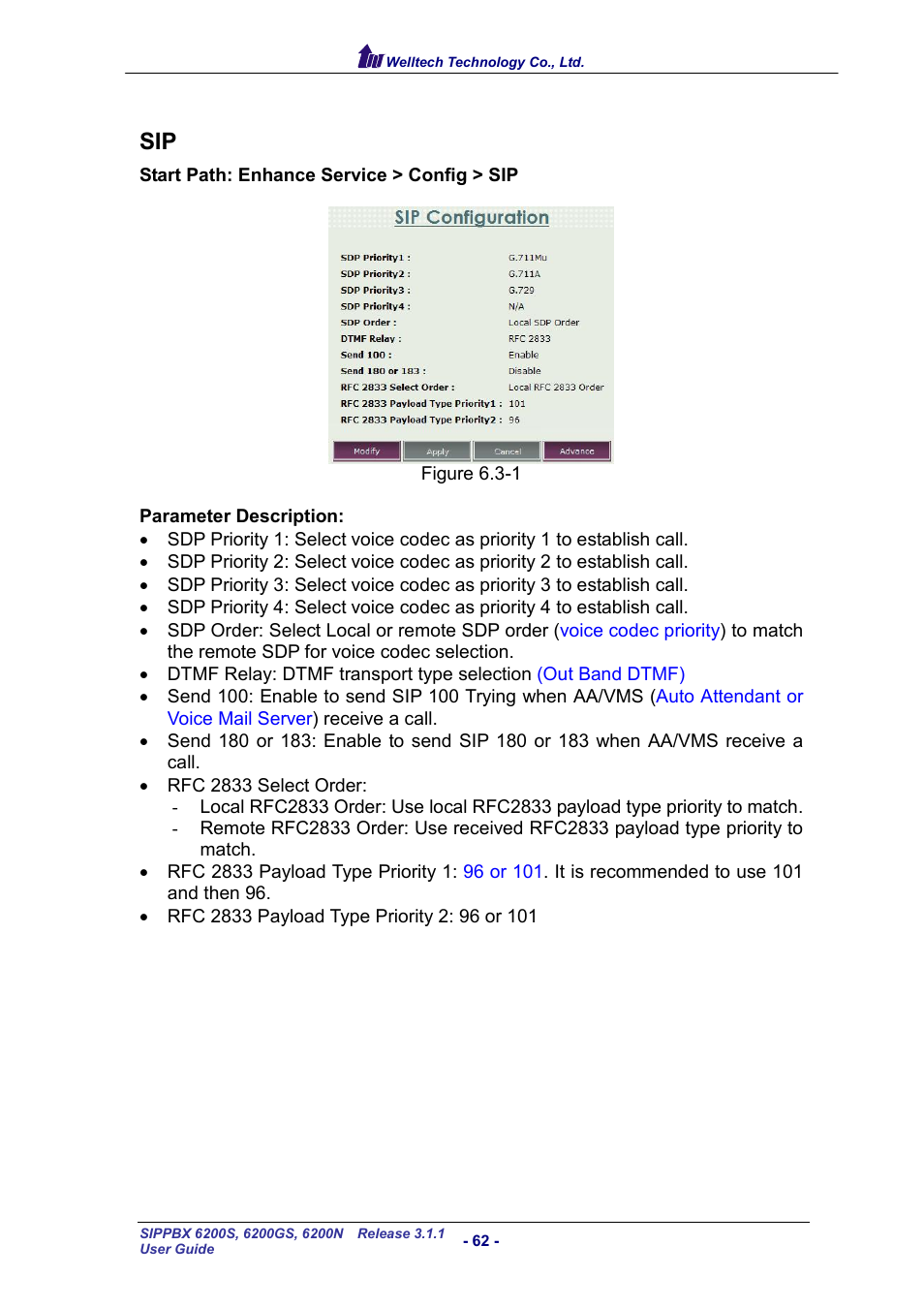 Welltech SIPPBX 6200 V.3.1.1 User Manual | Page 62 / 214