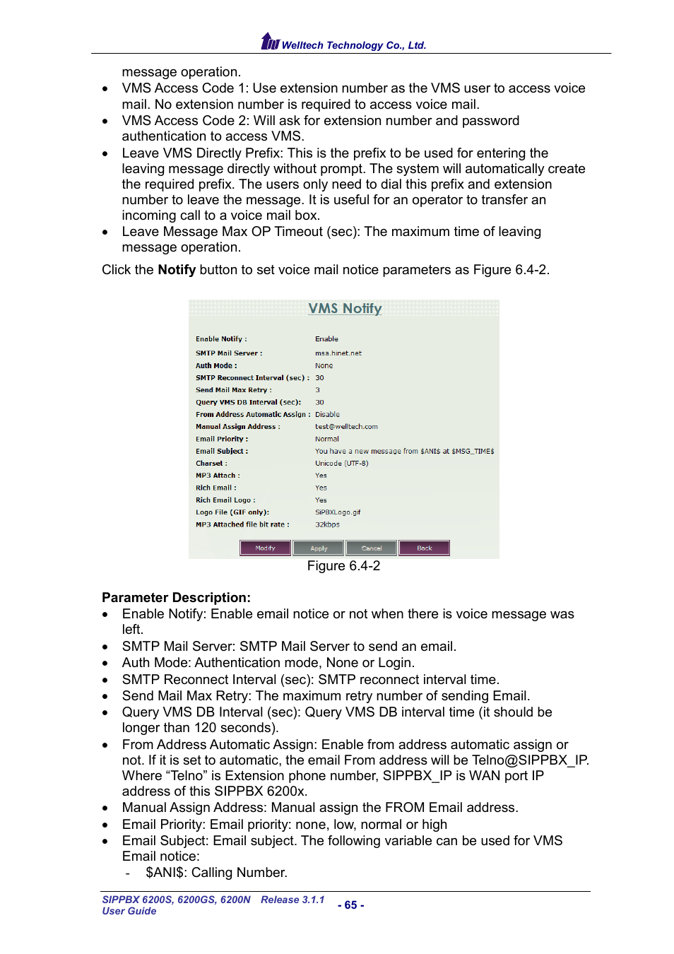 Welltech SIPPBX 6200 V.3.1.1 User Manual | Page 65 / 214