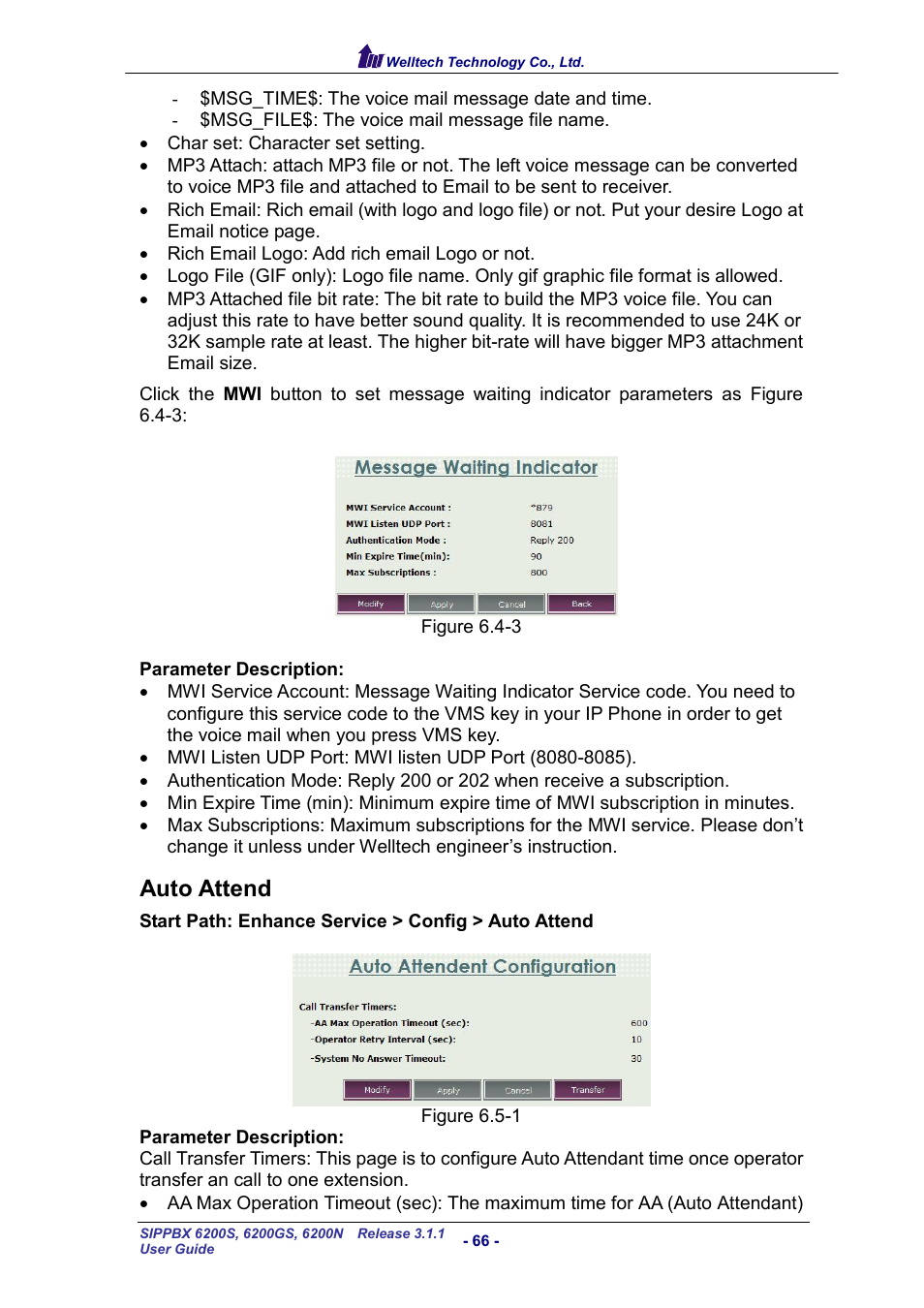 Auto attend, Ttend | Welltech SIPPBX 6200 V.3.1.1 User Manual | Page 66 / 214