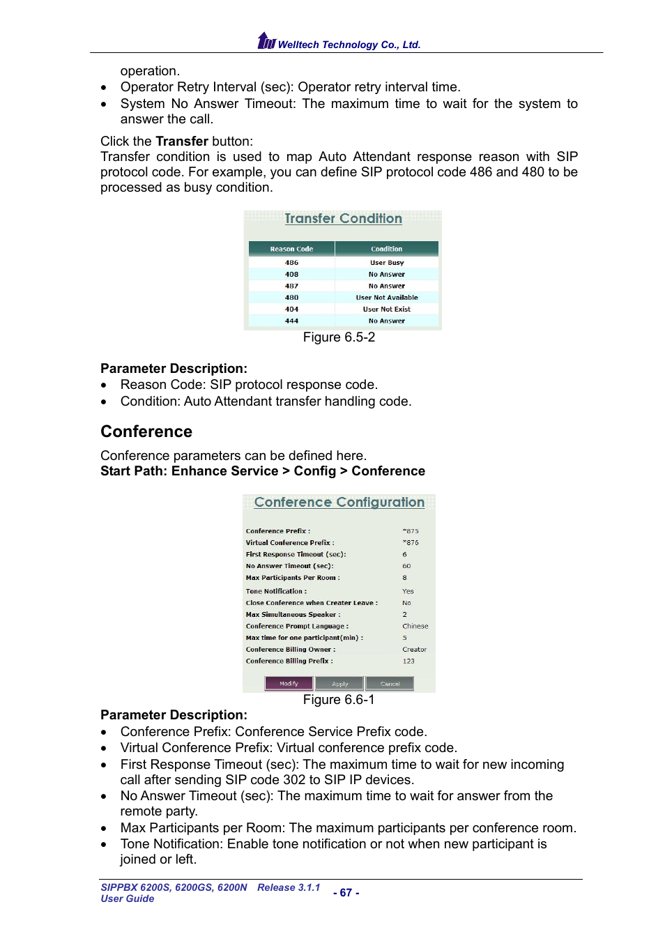 Conference, Onference | Welltech SIPPBX 6200 V.3.1.1 User Manual | Page 67 / 214