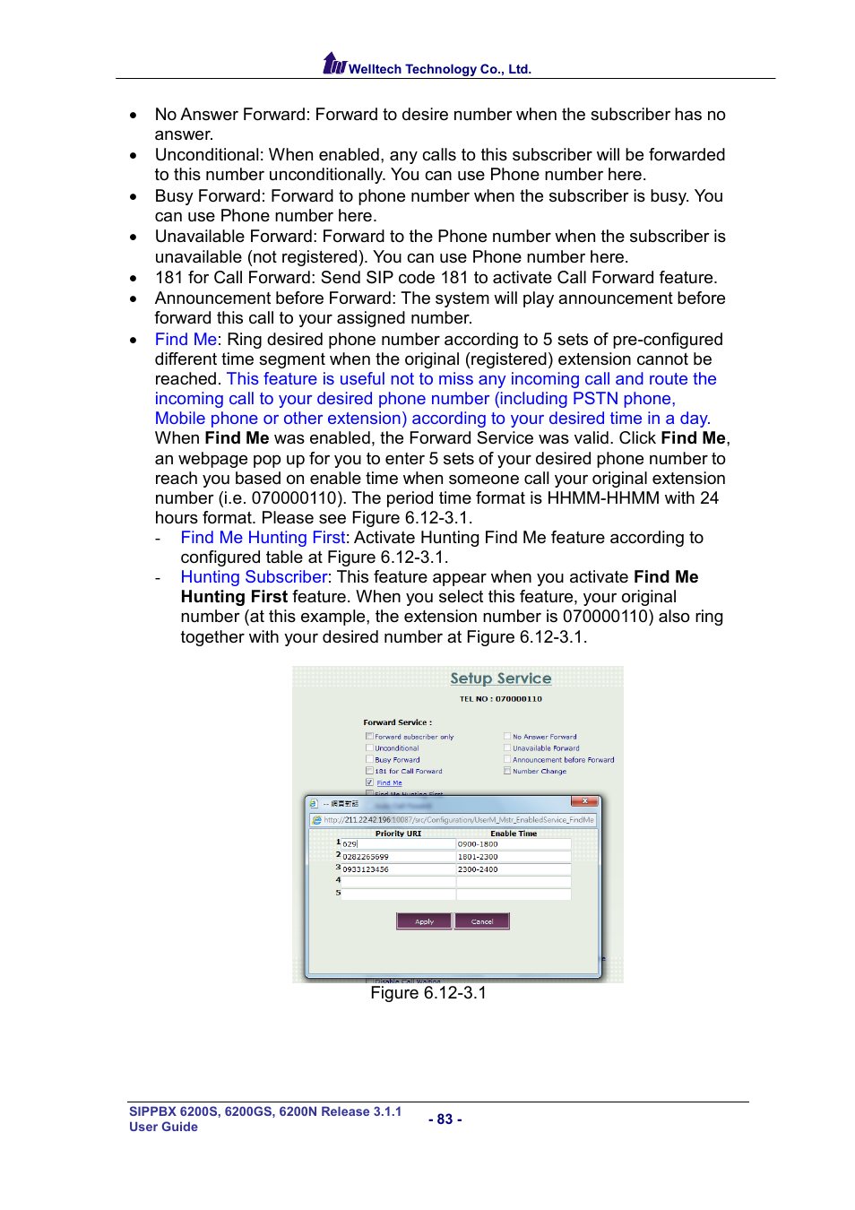 Welltech SIPPBX 6200 V.3.1.1 User Manual | Page 83 / 214