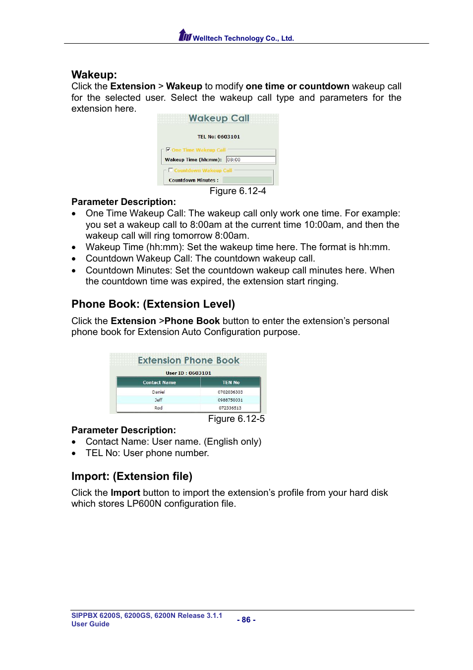 Welltech SIPPBX 6200 V.3.1.1 User Manual | Page 86 / 214