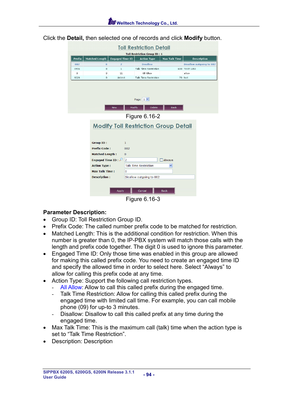 Welltech SIPPBX 6200 V.3.1.1 User Manual | Page 94 / 214