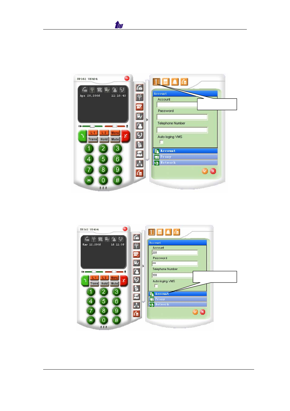 Soft phone 362 configuration | Welltech SIPPBX 6200 V.x.2 Quick Start User Manual | Page 25 / 41