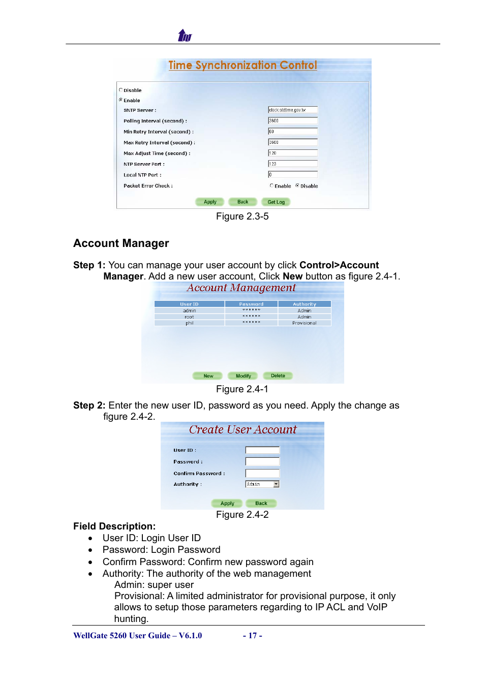 Account manager, Ccount, Anager | Welltech WG5260 V.6.1 User Manual | Page 17 / 136