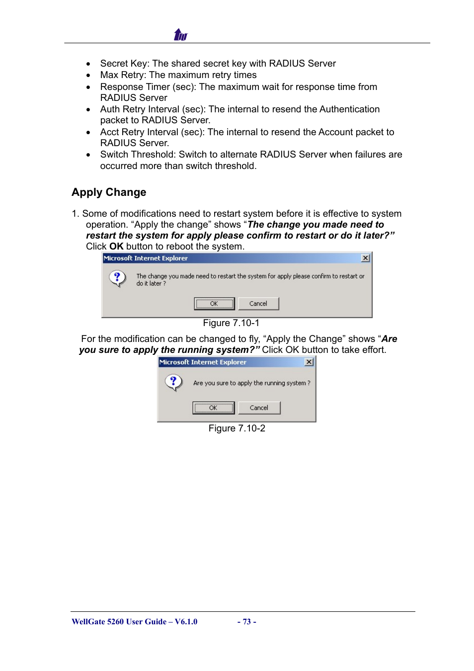 Apply change | Welltech WG5260 V.6.1 User Manual | Page 73 / 136