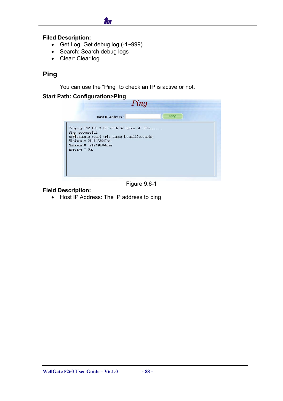 Ping | Welltech WG5260 V.6.1 User Manual | Page 88 / 136