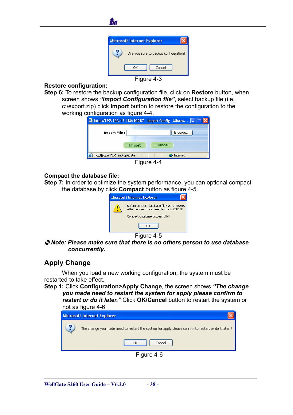 Apply change, Pply, Hange | Welltech WG5260 V.6.2 User Manual | Page 38 / 137