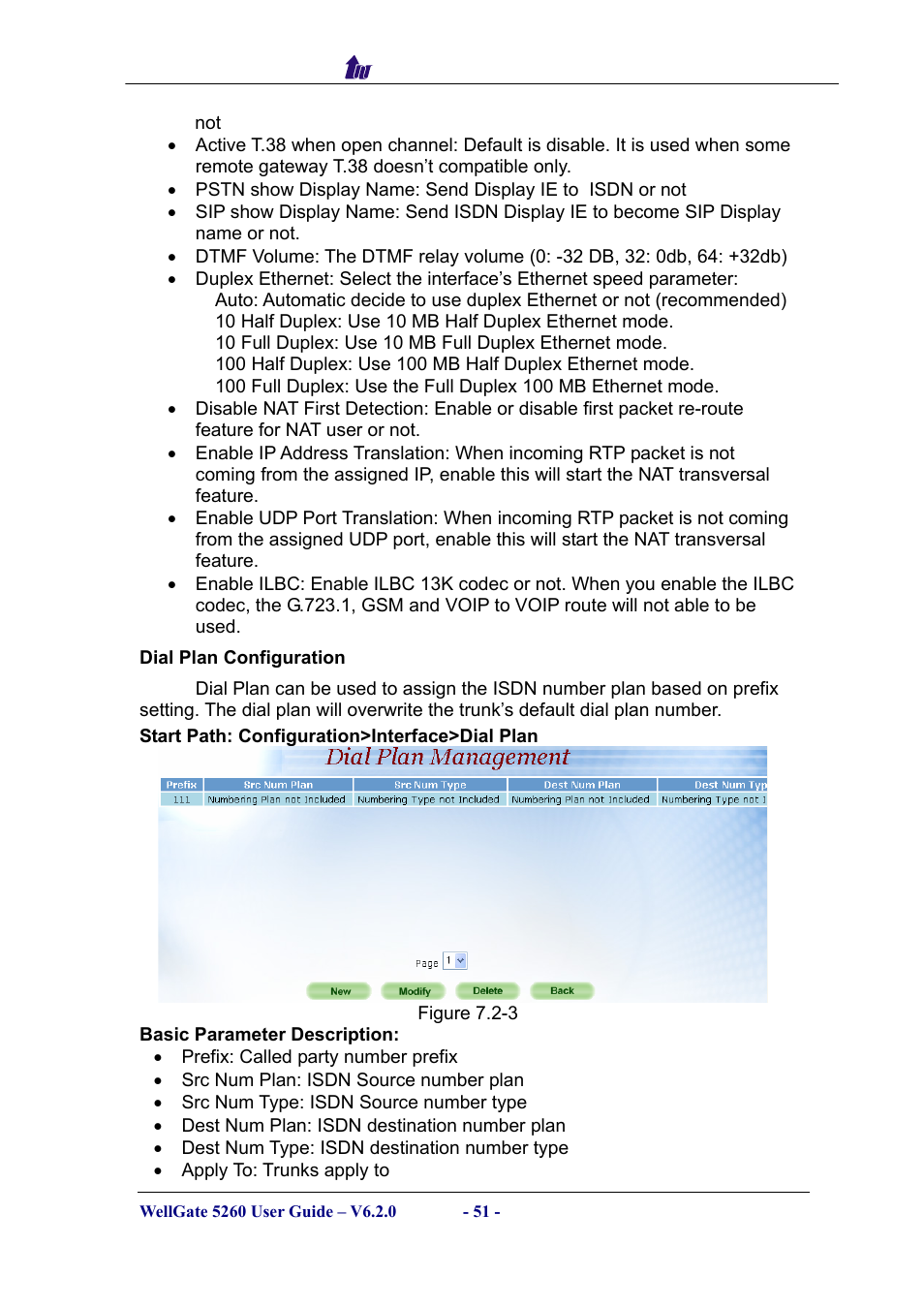 Dial plan configuration | Welltech WG5260 V.6.2 User Manual | Page 51 / 137