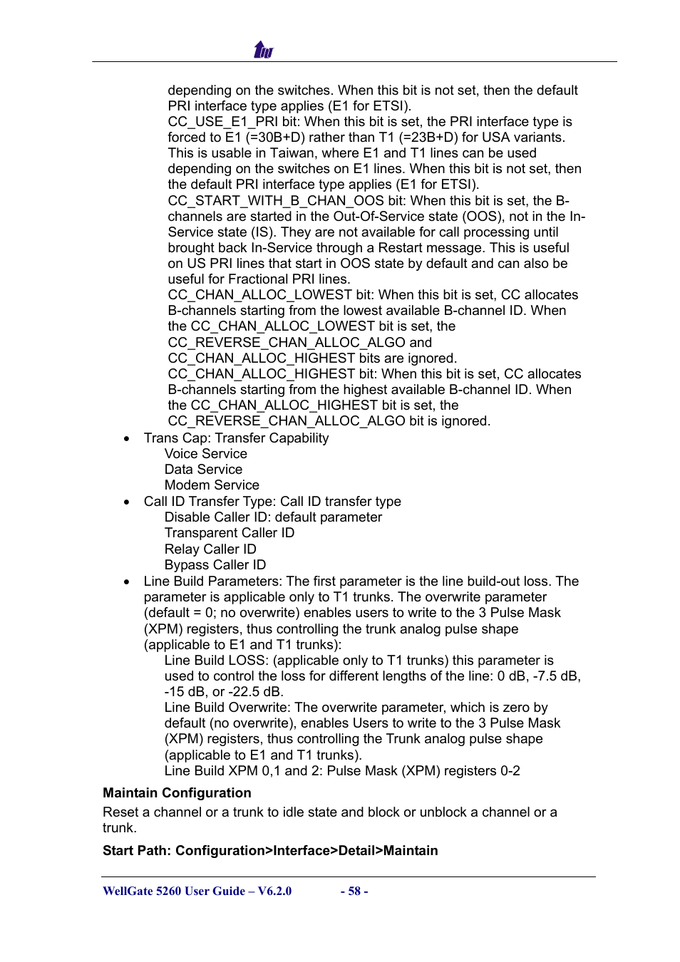 Maintain configuration | Welltech WG5260 V.6.2 User Manual | Page 58 / 137