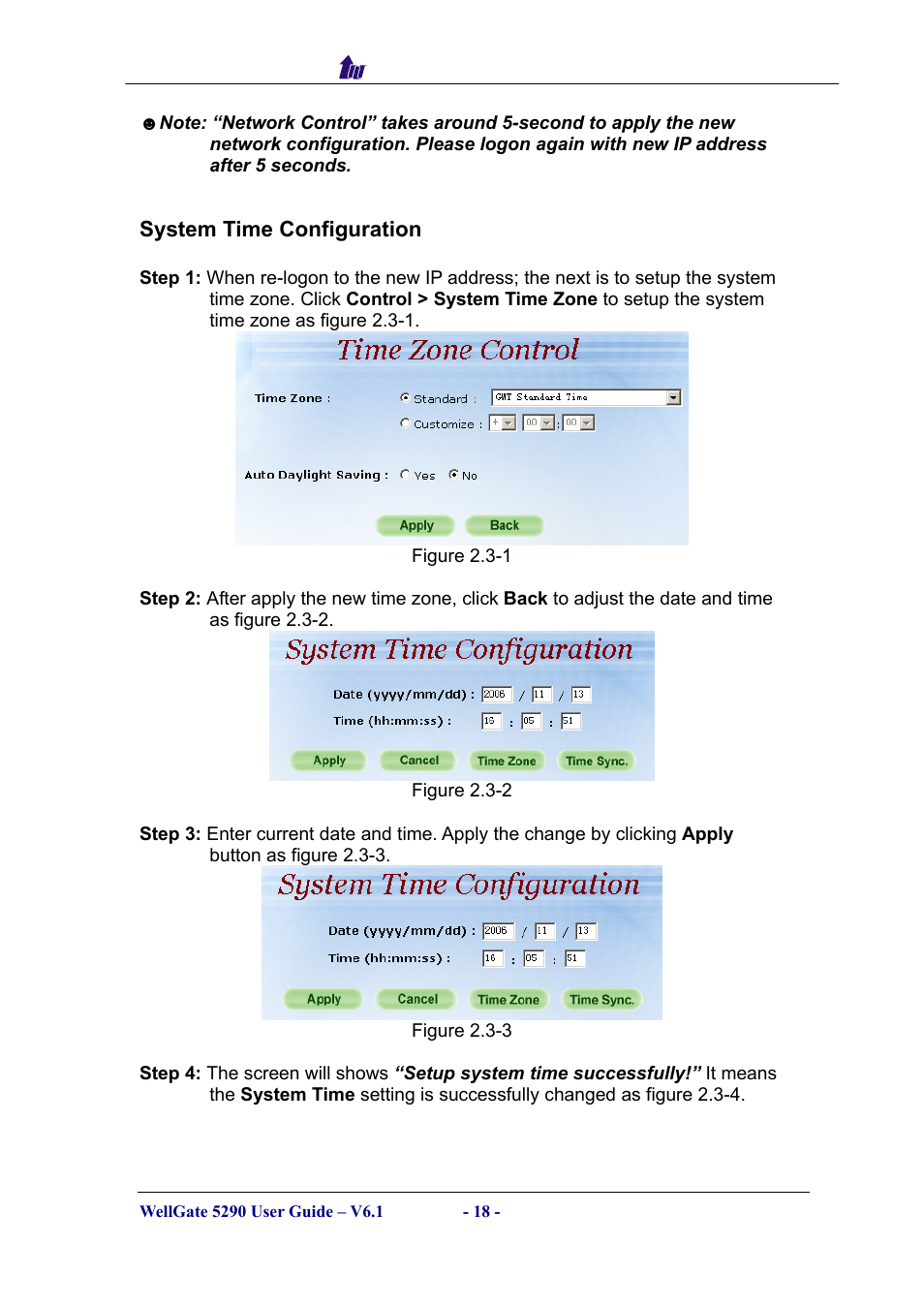 System time configuration, Ystem, Onfiguration | Welltech WG5290 User Manual | Page 18 / 149