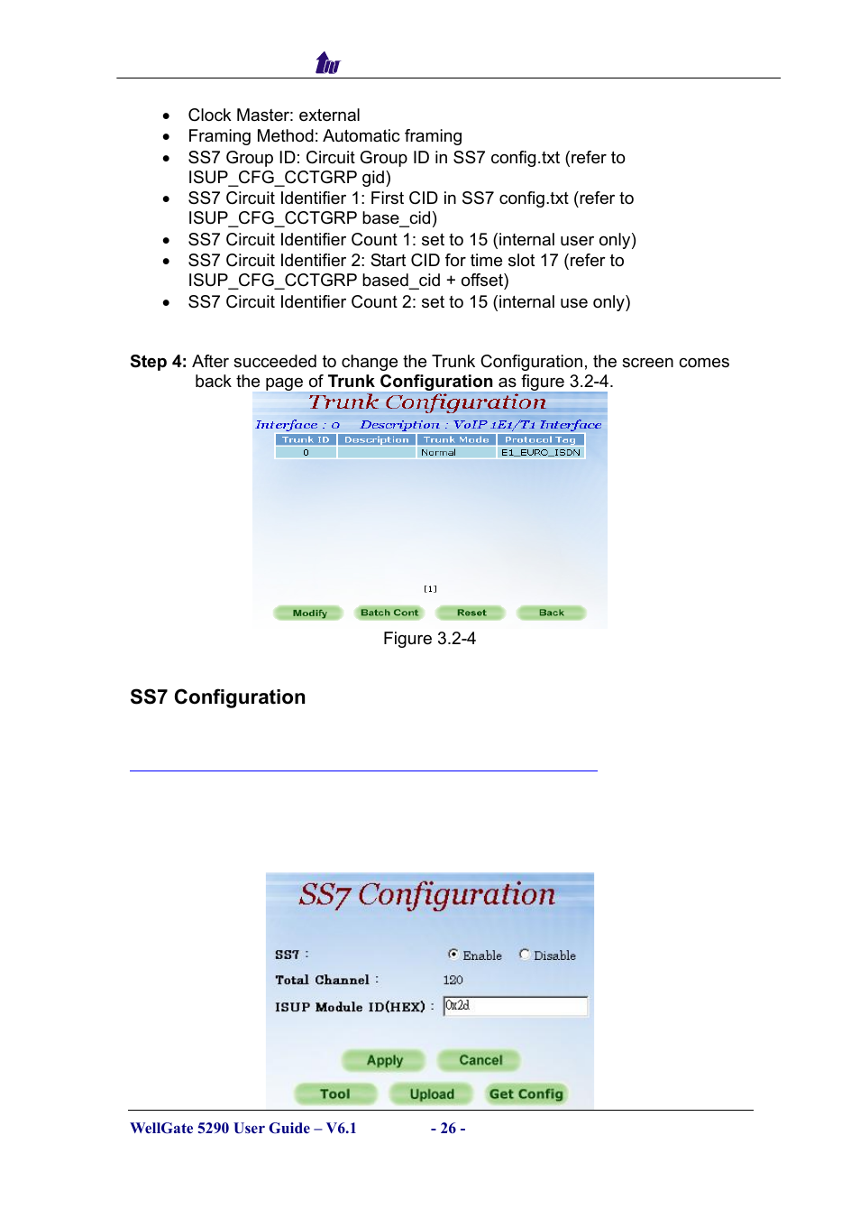Ss7 configuration, Onfiguration | Welltech WG5290 User Manual | Page 26 / 149