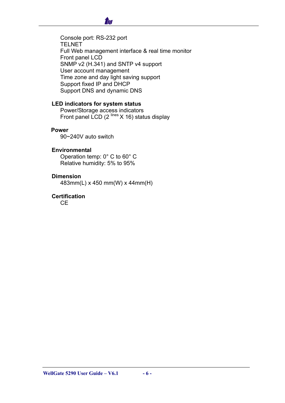 Certification | Welltech WG5290 User Manual | Page 6 / 149