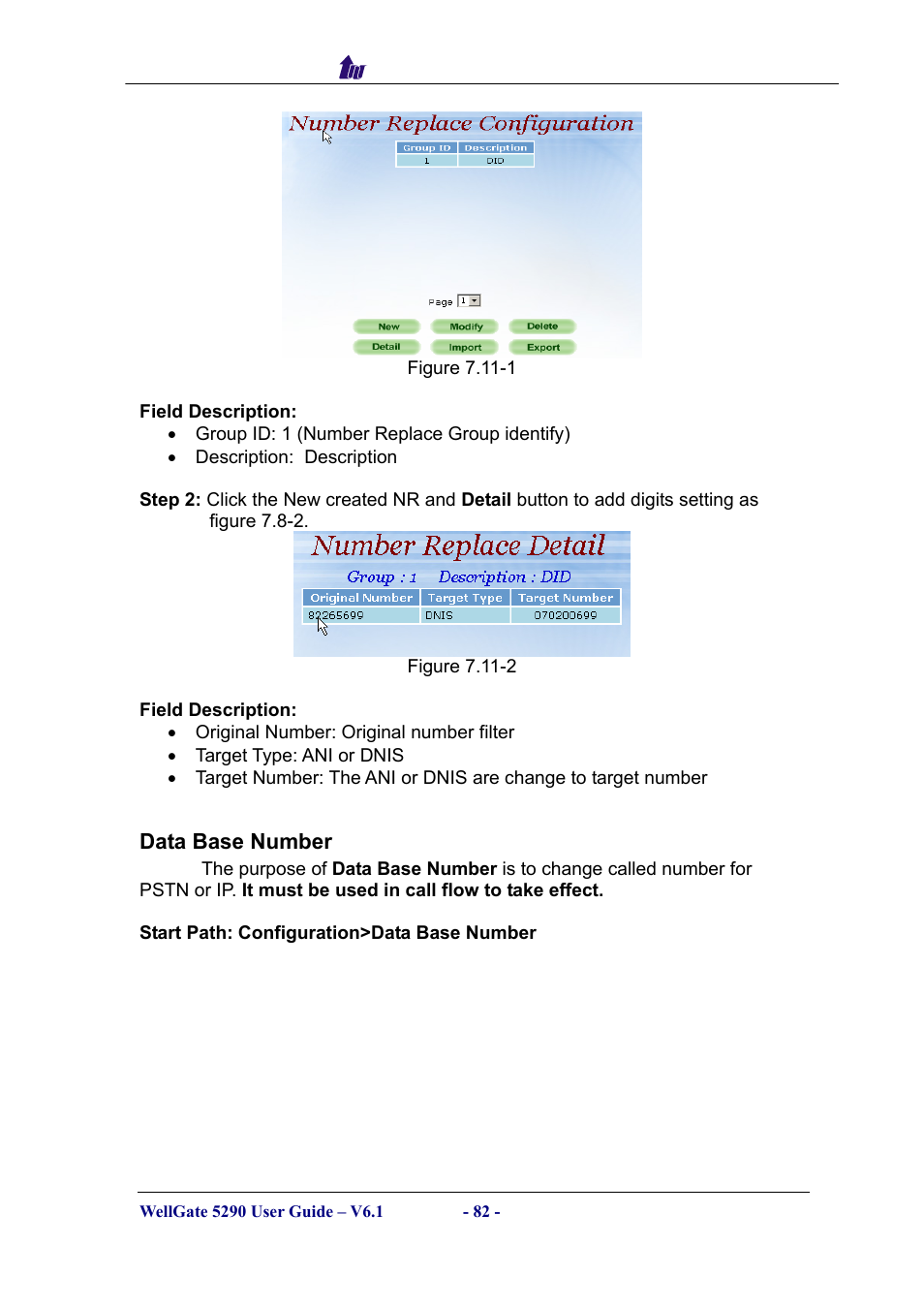 Data base number | Welltech WG5290 User Manual | Page 82 / 149