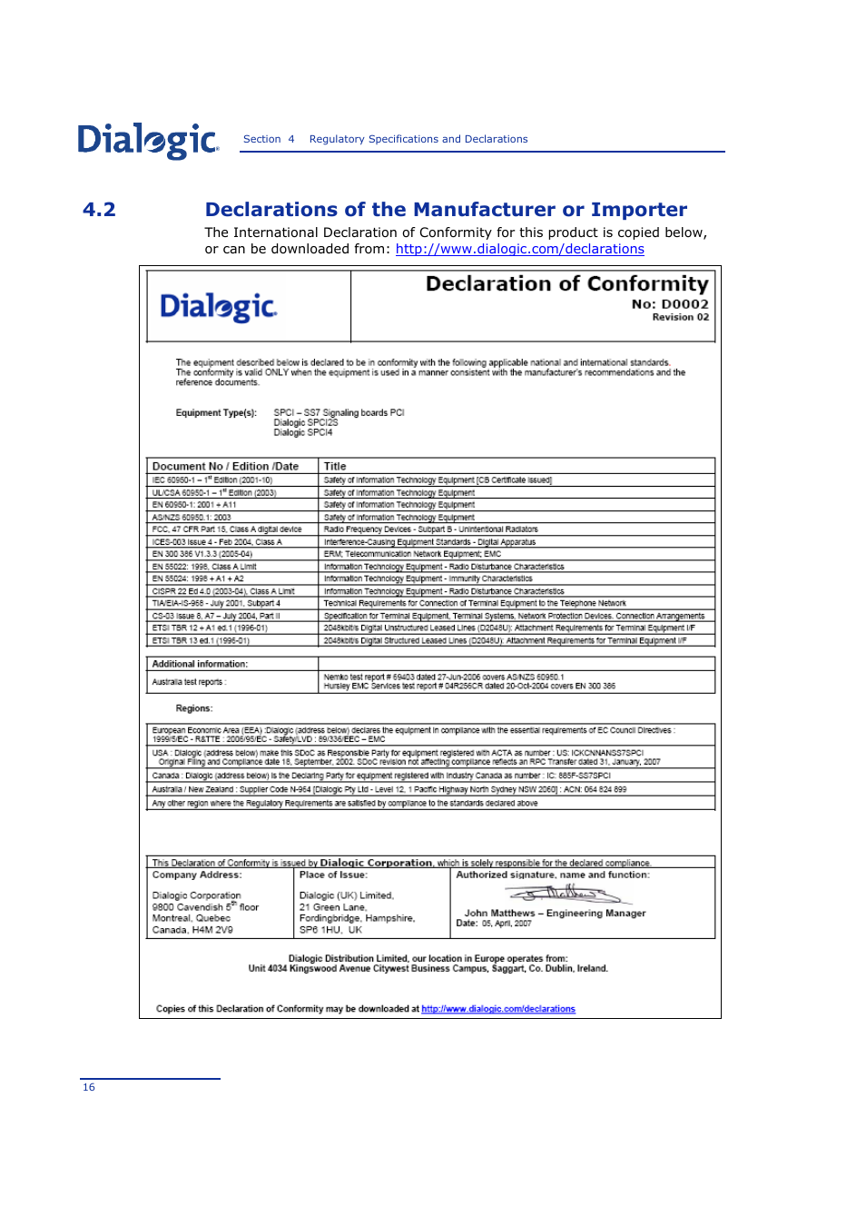 2 declarations of the manufacturer or importer, Declarations of the manufacturer or importer | Welltech SPCI2S Boards User Manual | Page 16 / 37