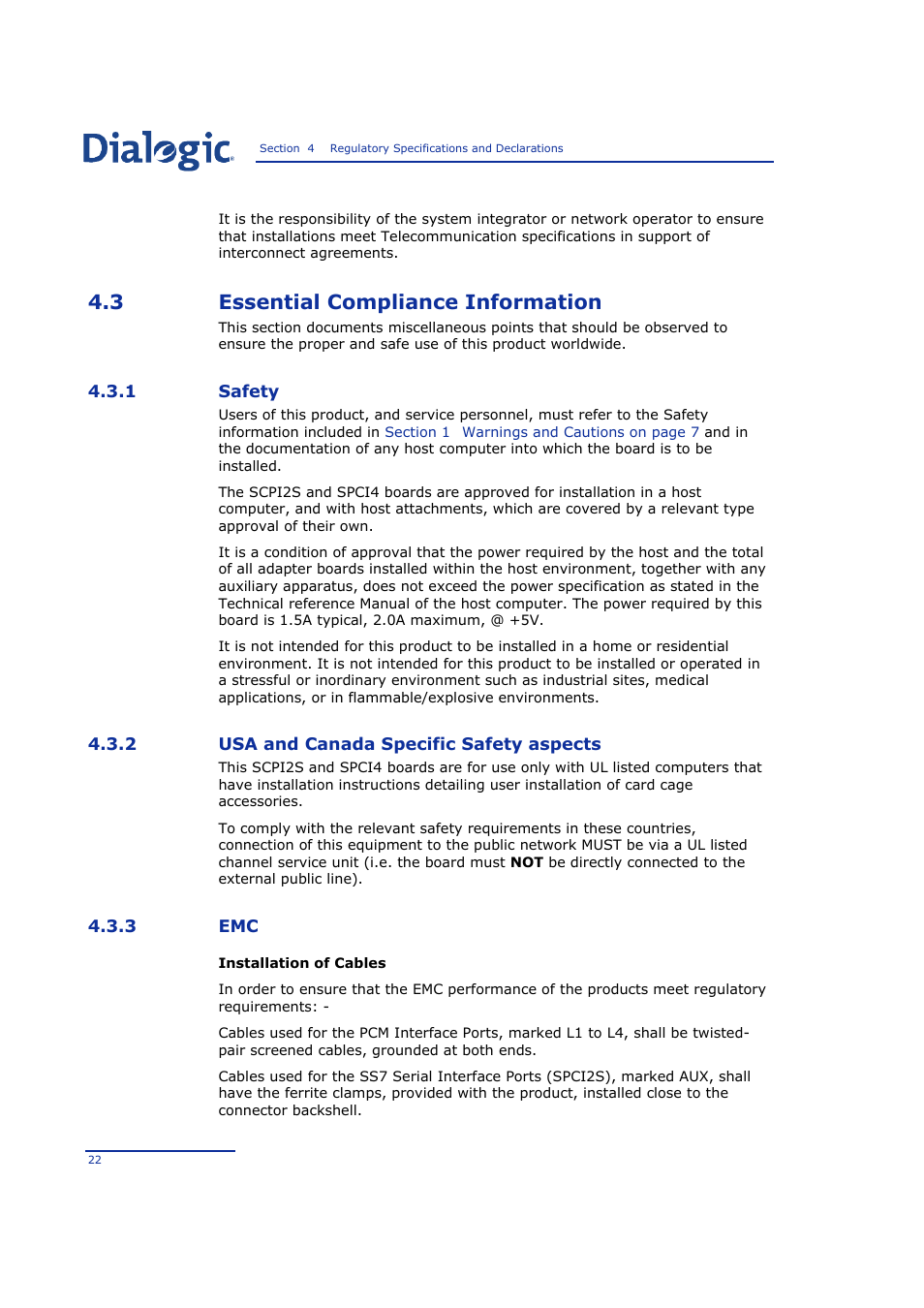 3 essential compliance information, 1 safety, 2 usa and canada specific safety aspects | 3 emc, Essential compliance information, Safety, Usa and canada specific safety aspects | Welltech SPCI2S Boards User Manual | Page 22 / 37