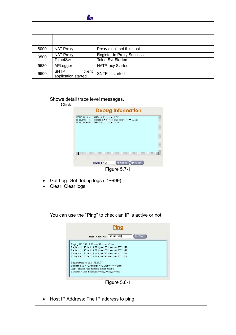 Debug info, Ping, Debug info ping | Welltech WR5100 V.1.0 User Manual | Page 18 / 33