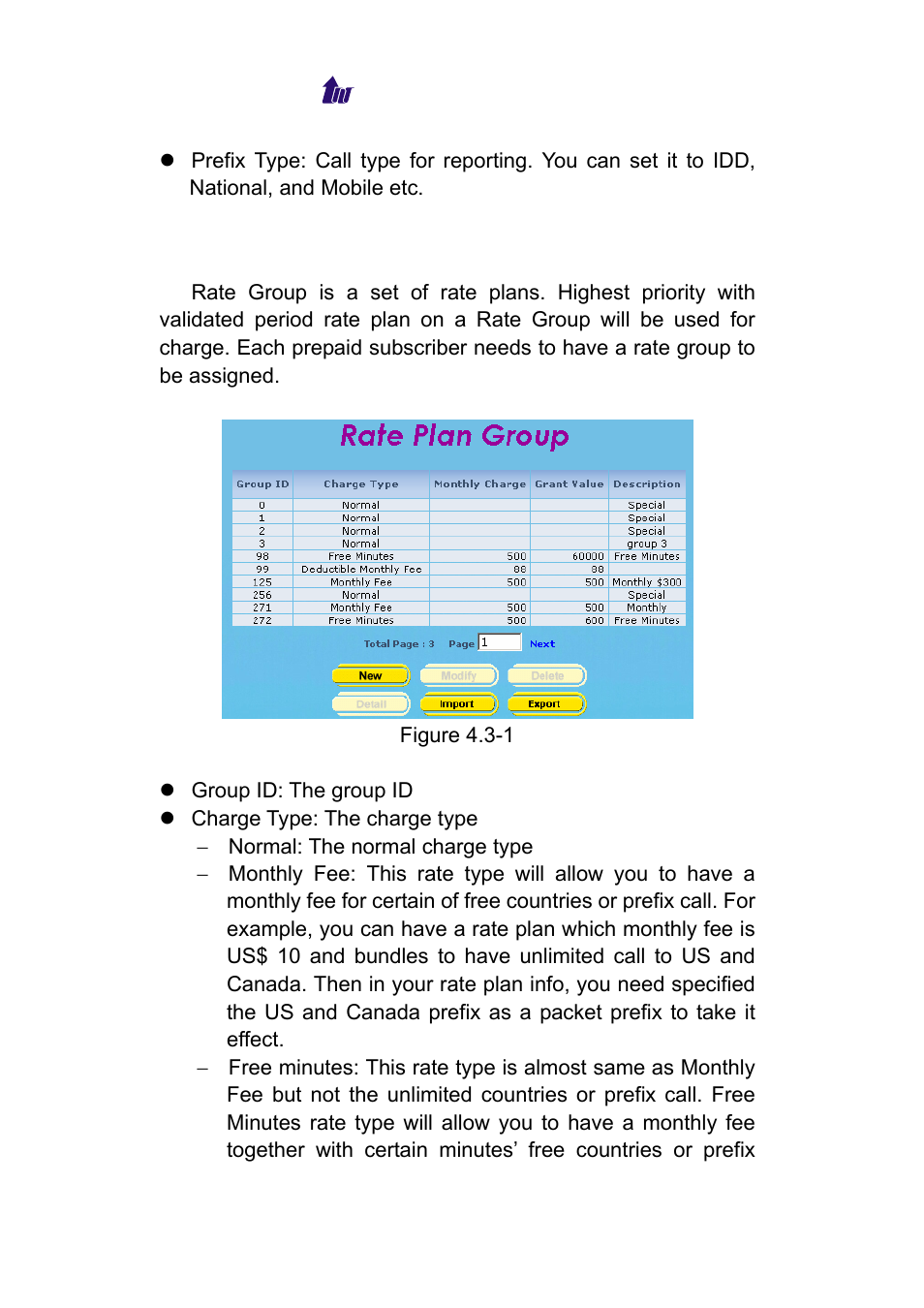 Rate plan group, Roup | Welltech WeIIBilling 6600 V.1.5 User Manual | Page 26 / 136