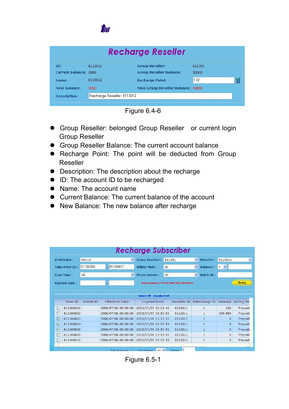 Recharge subscriber, Echarge, Ubscriber | Welltech WeIIBilling 6600 V.1.5 User Manual | Page 62 / 136