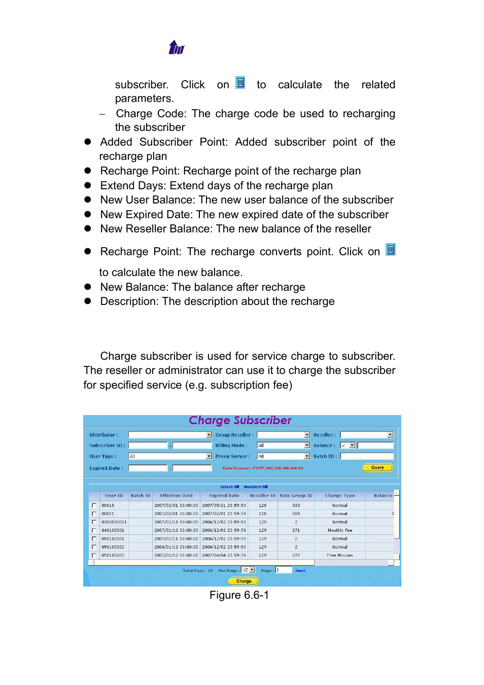 Charge subscriber, Harge, Ubscriber | Welltech WeIIBilling 6600 V.1.5 User Manual | Page 65 / 136