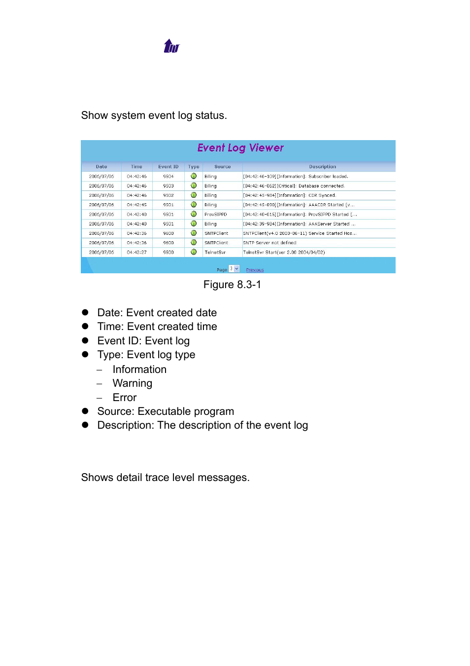 Event log, Debug info, Vent | Ebug | Welltech WeIIBilling 6600 V.1.5 User Manual | Page 89 / 136