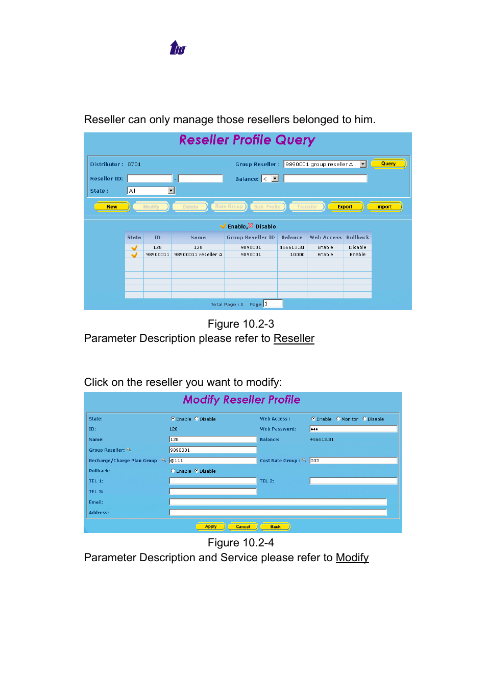 Reseller, Eseller | Welltech WeIIBilling 6600 V.1.5 User Manual | Page 95 / 136