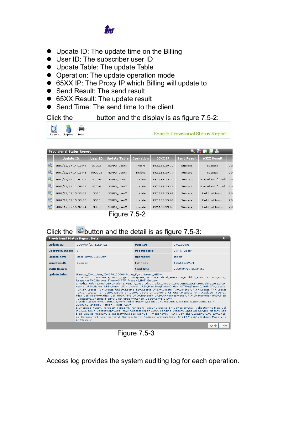 Access log, Ccess | Welltech WS 6600 V.2.0 User Manual | Page 103 / 161