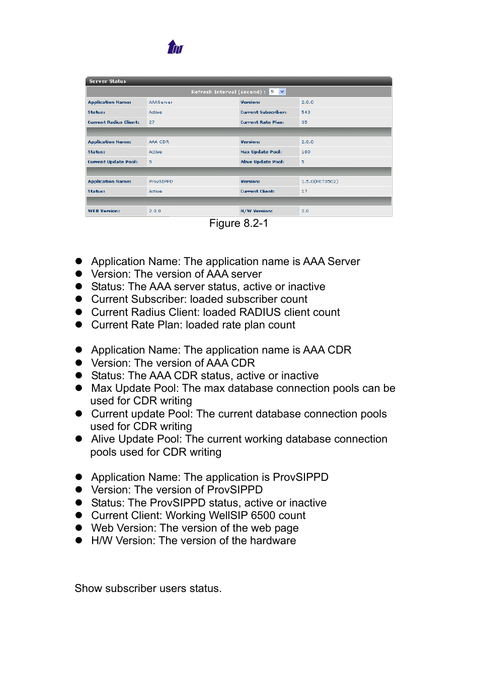 Subscriber status, Ubscriber, Tatus | Welltech WS 6600 V.2.0 User Manual | Page 112 / 161
