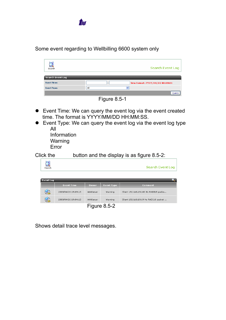 Event log, Debug info, Vent | Ebug | Welltech WS 6600 V.2.0 User Manual | Page 115 / 161