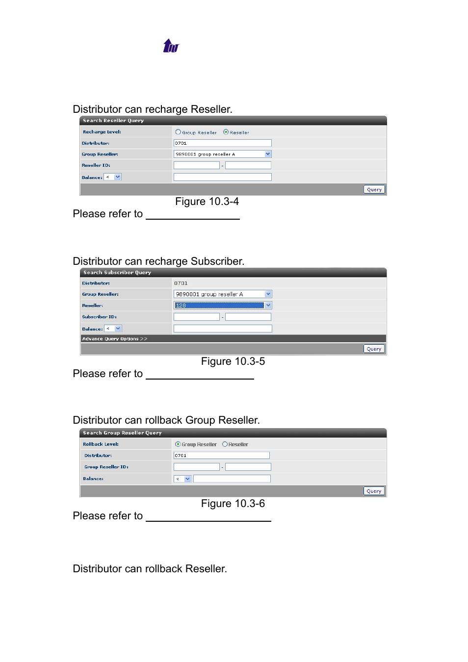 Recharge reseller, Recharge subscriber, Rollback reseller | Welltech WS 6600 V.2.0 User Manual | Page 124 / 161