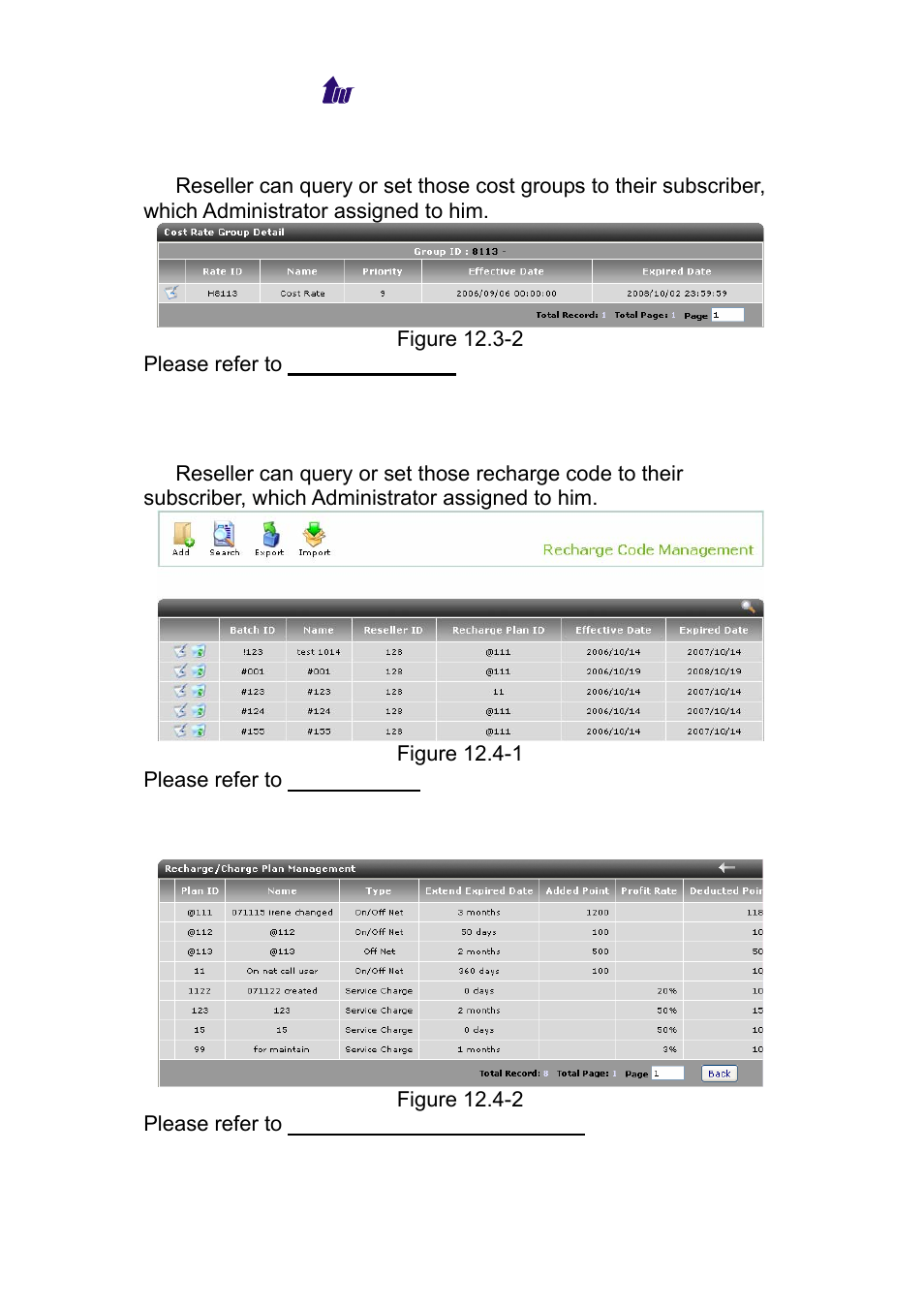 Rate plan > cost rate group, Prepaid service, Prepaid service > recharge code | Recharge/charge plan, Repaid, Ervice | Welltech WS 6600 V.2.0 User Manual | Page 139 / 161