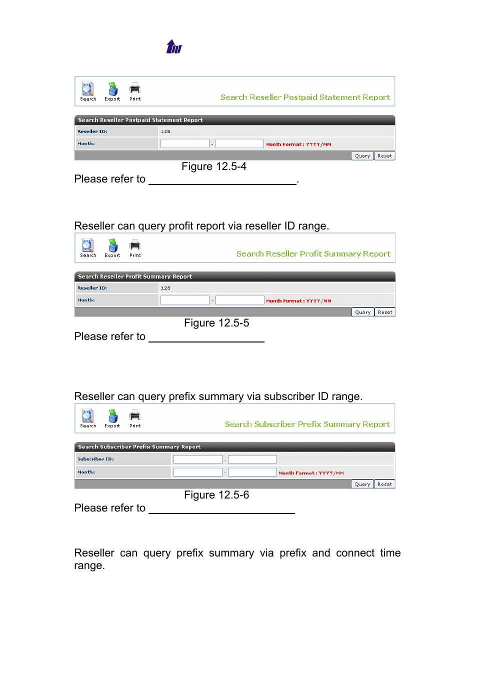 Reseller profit report, Subscriber prefix summary, Prefix summary report | Welltech WS 6600 V.2.0 User Manual | Page 142 / 161