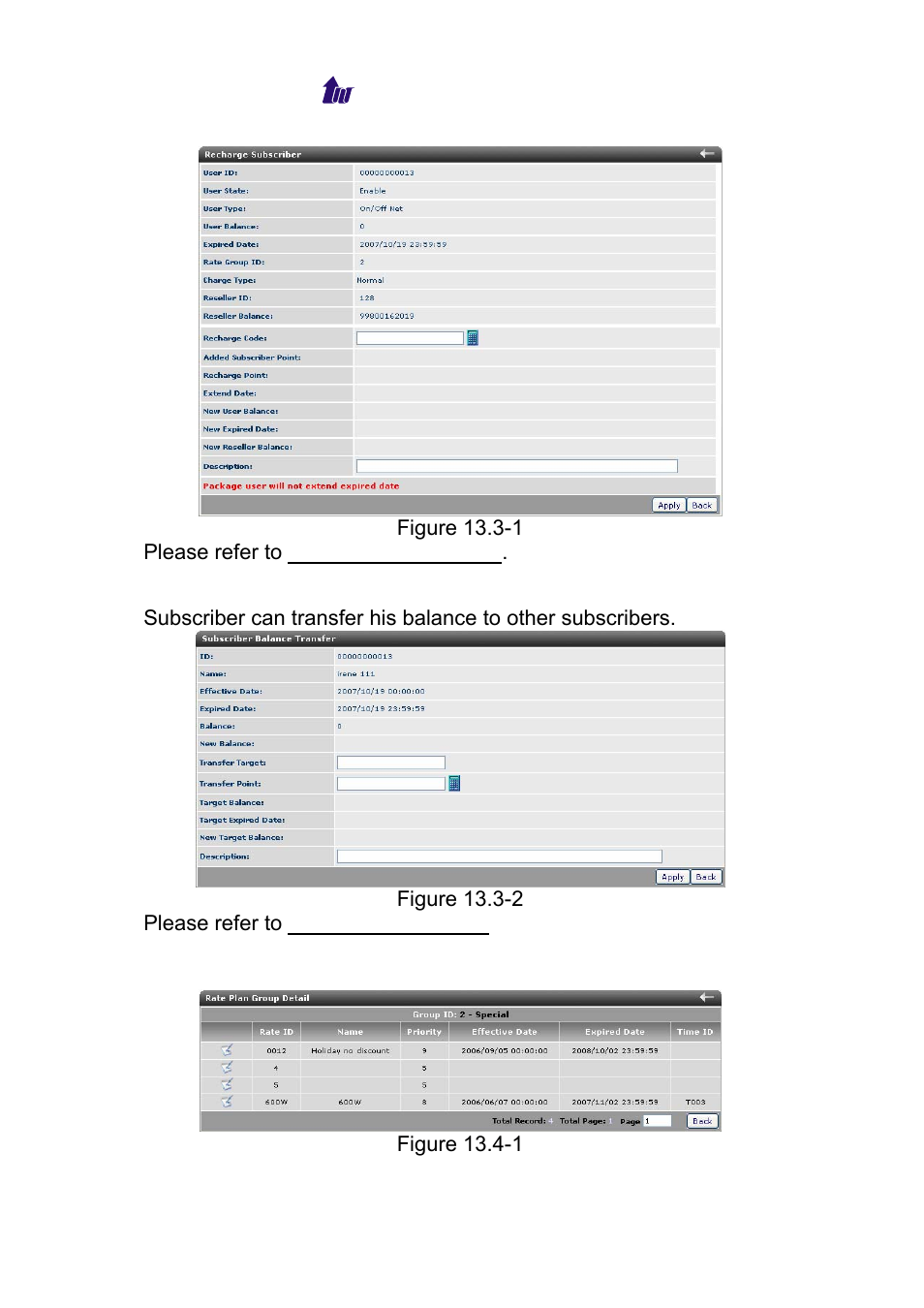 Prepaid service > transfer, Rate plan > rate plan group, Roup | Welltech WS 6600 V.2.0 User Manual | Page 145 / 161