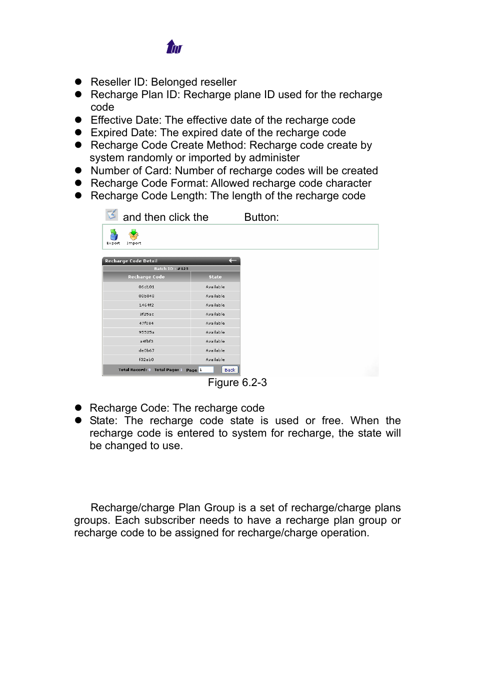 Recharge/charge plan, Recharge/charge plan group, Echarge | Harge | Welltech WS 6600 V.2.0 User Manual | Page 70 / 161