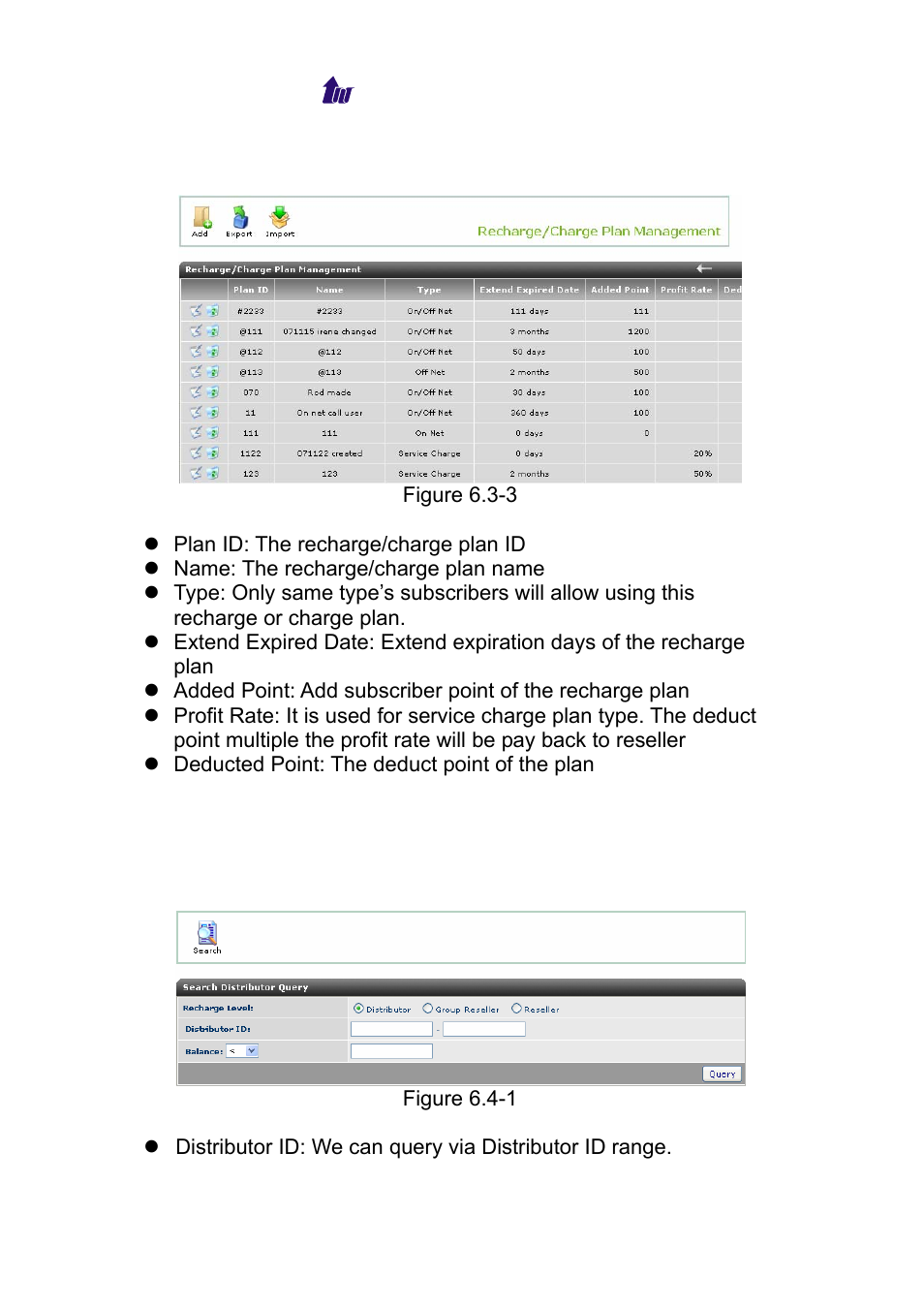 Recharge, Recharge distributor, Echarge | Welltech WS 6600 V.2.0 User Manual | Page 72 / 161