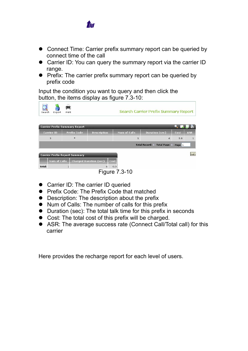 Recharge report, Echarge, Eport | Welltech WS 6600 V.2.0 User Manual | Page 99 / 161
